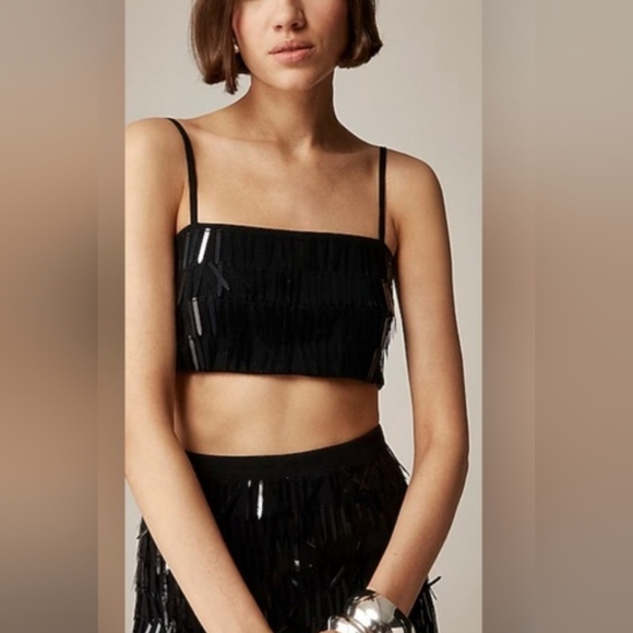 J. Crew Tops - J. Crew Black Fringe Crop Top